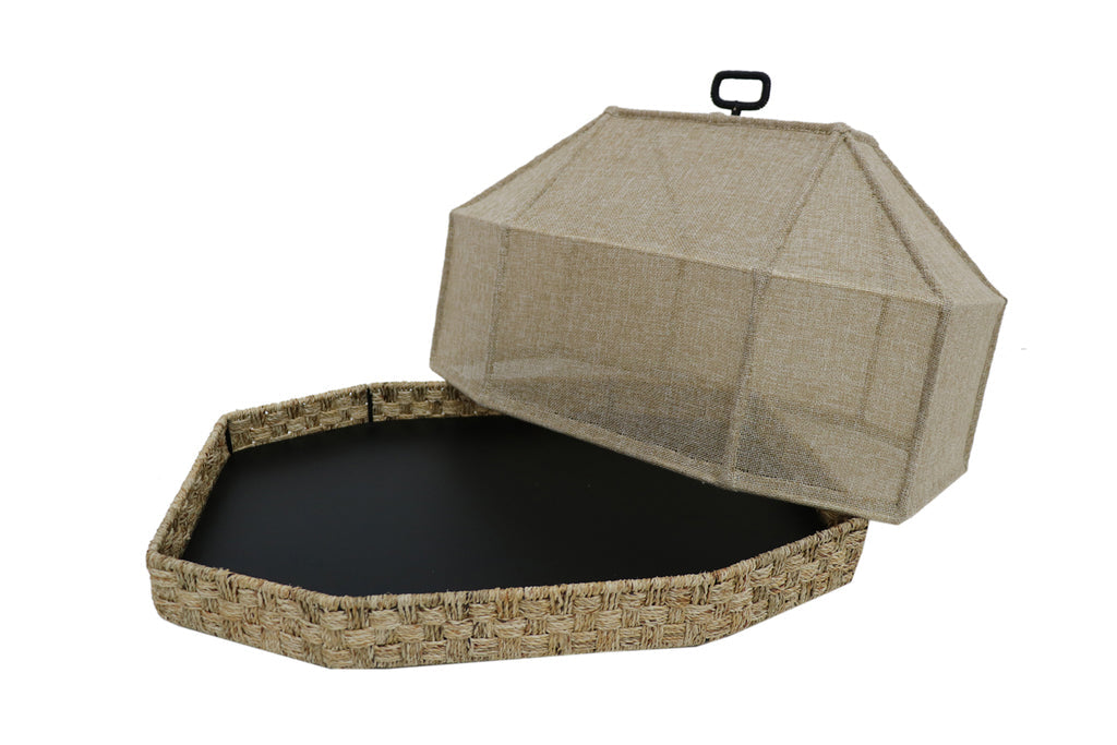 SET CRISS-CROSS TRAY AND HESSIAN COVER