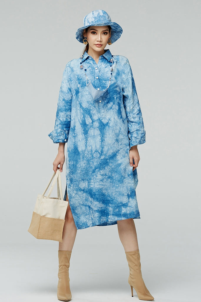 Maxi Linen Dress Handmade Tie Dye - Meisterstrasse Handmade Maxi Linen Dress Handmade Tie Dye - Meisterstrasse Handmade